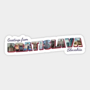 Greetings from Bratislava in Slovakia Vintage style retro souvenir Sticker